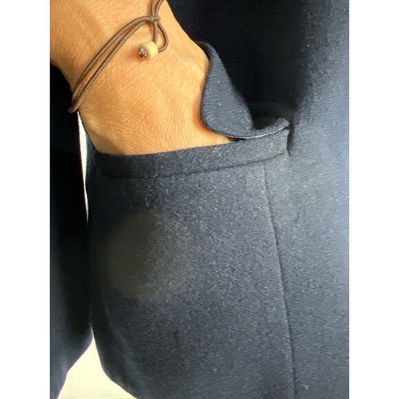 Evan Picone Petites 100% Wool Blazer Dark Navy Blue Jacket Authentic Vintage Uni - Picture 9 of 13